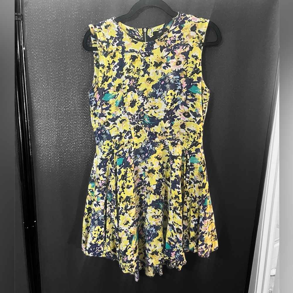 H&M Yellow and Blue skater Floral Dress
